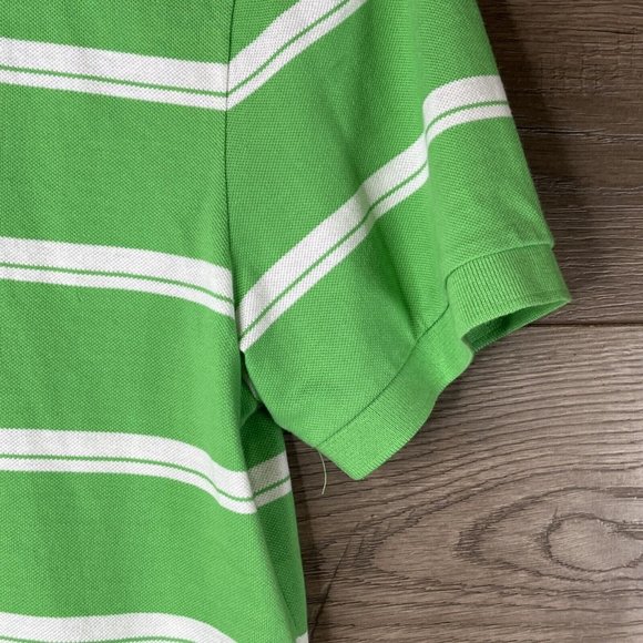 Chaps Polo Shirt Mens XL Green with White Strips Classic Fit Cotton Short Sleeve - Picture 3 of 12